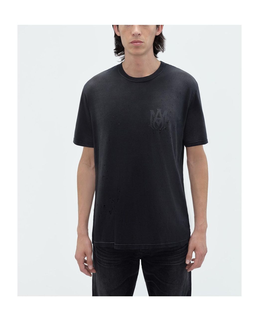 Amiri Black Logo Printed Crewneck T-Shirt for men