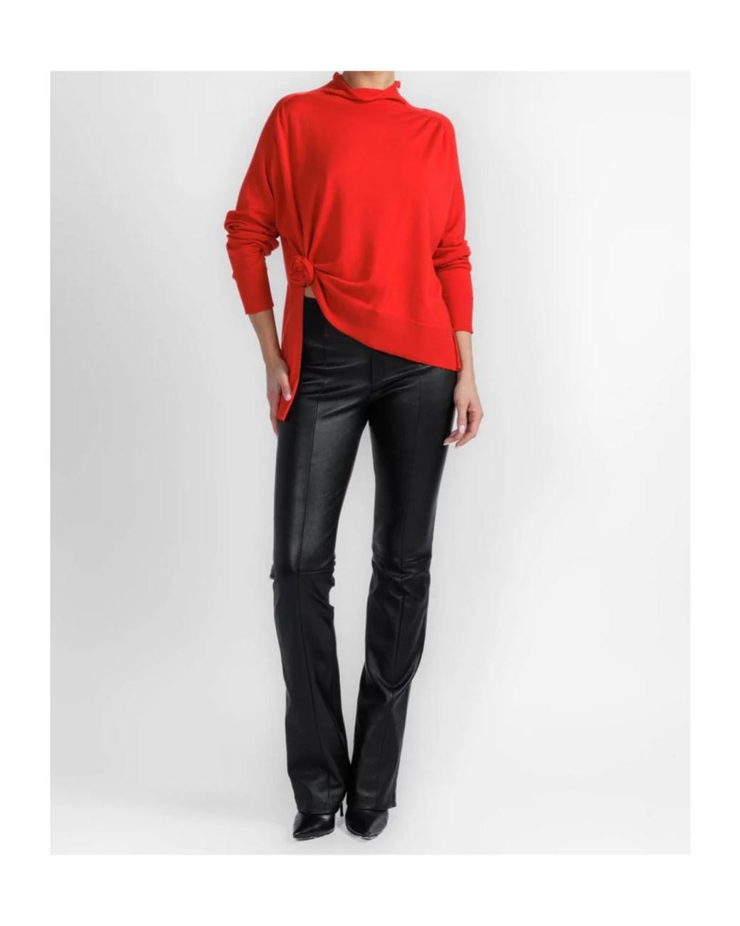 Magda Butrym Red Rosette-Detail Asymmetric Sweater
