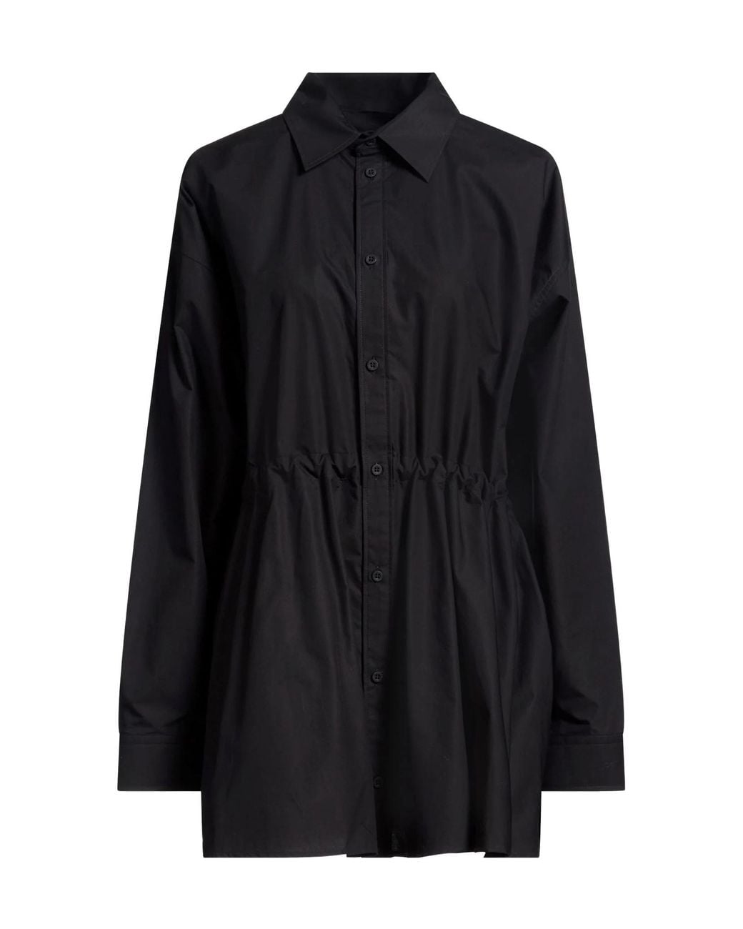 Balenciaga Black Solid Color Long-Sleeve Shirt Dress