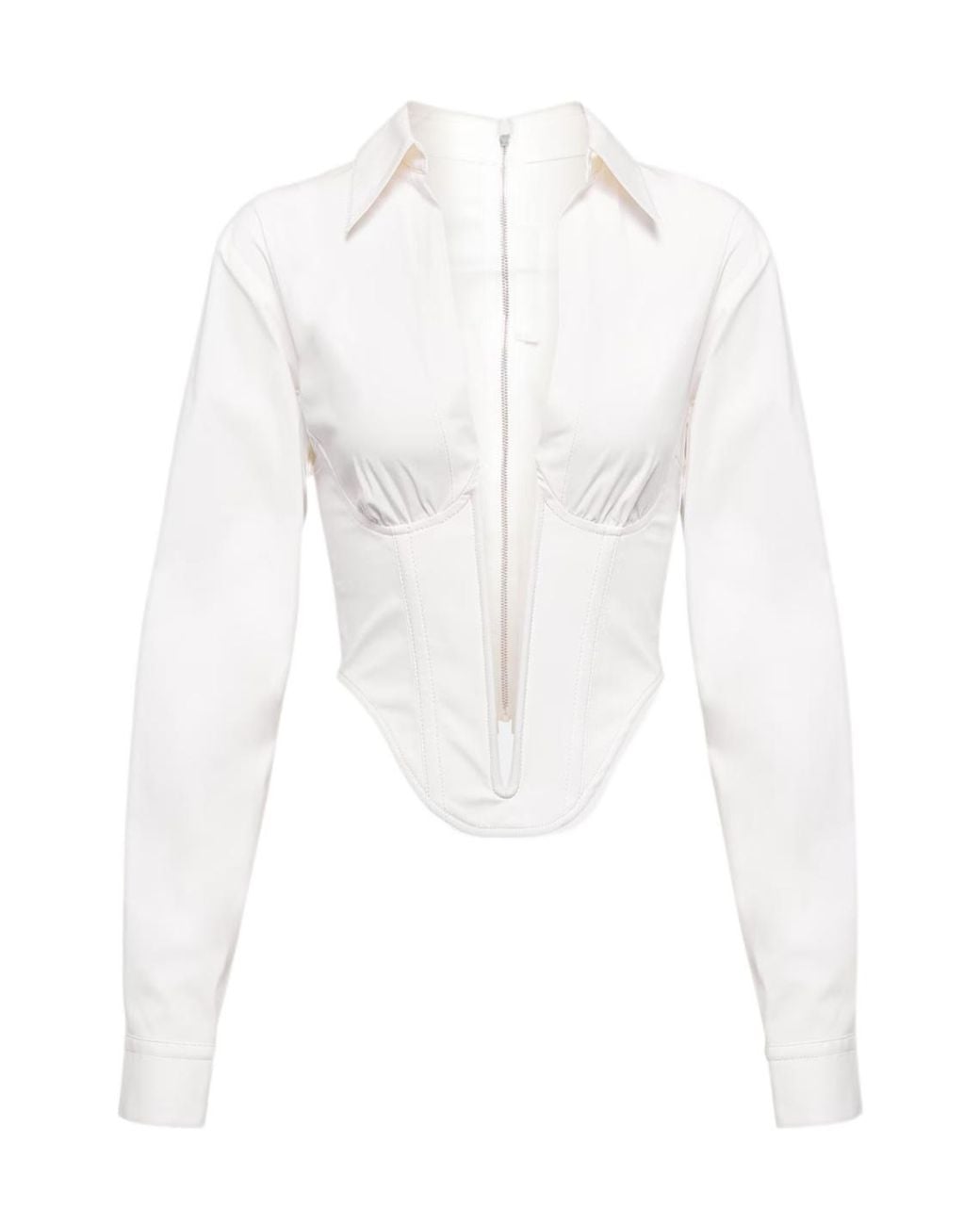 Dion Lee White V-Neck Zip-Up Hoodie
