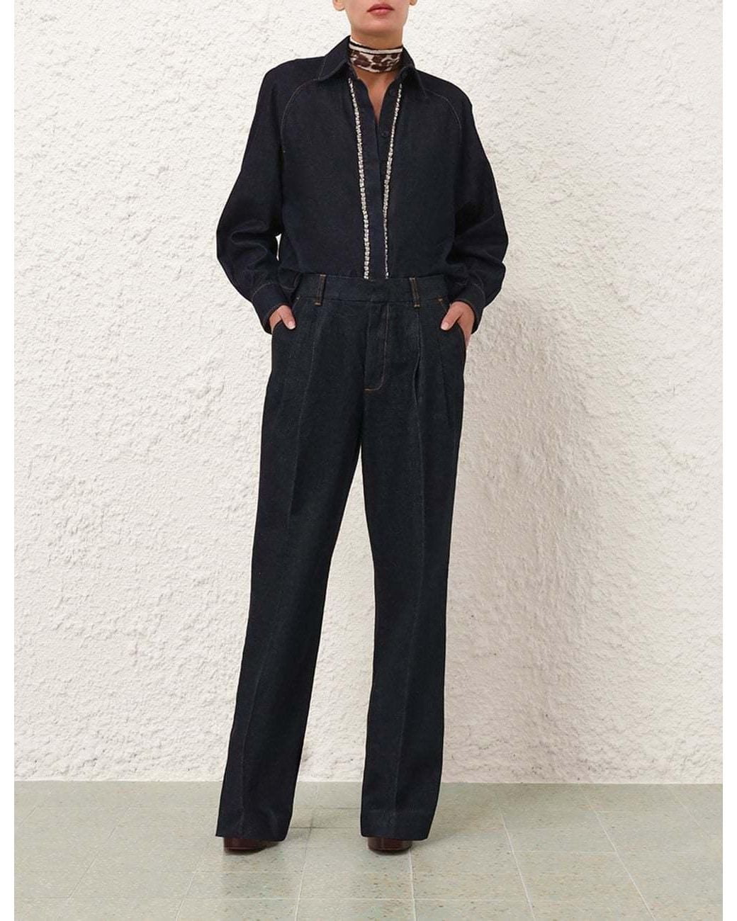 Zimmermann Blue Long-Sleeve Denim Shirt