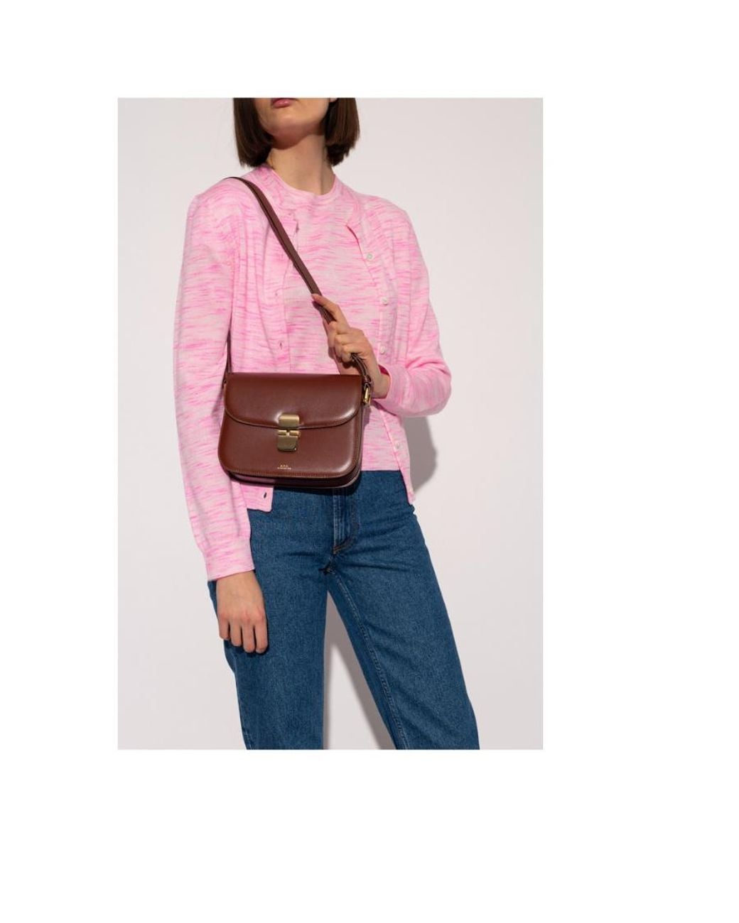 A.P.C. Brown Grace Logo Printed Small Shoulder Bag