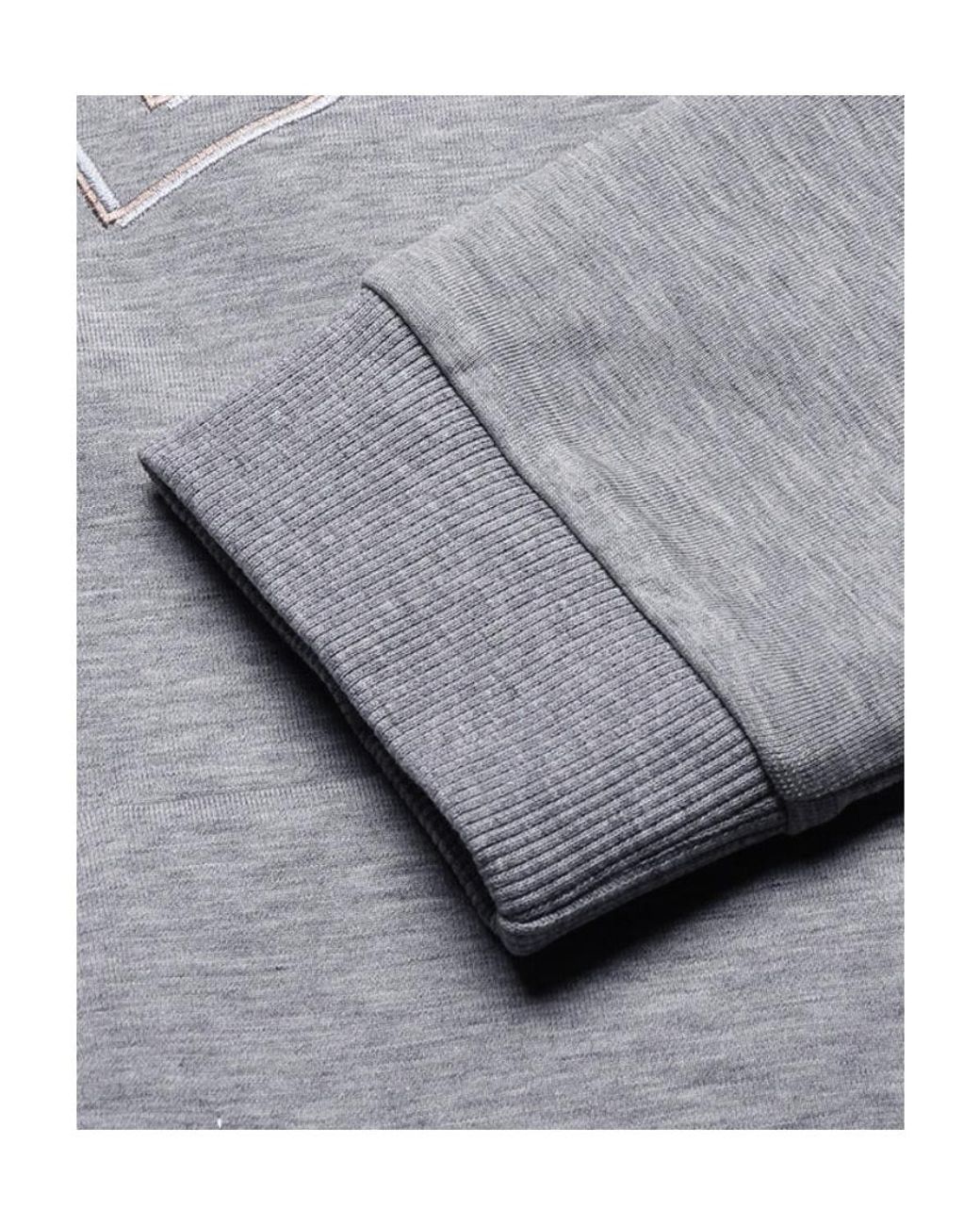 Boss Gray Curved Logo-Embroidered Drawstring Hoodie for men