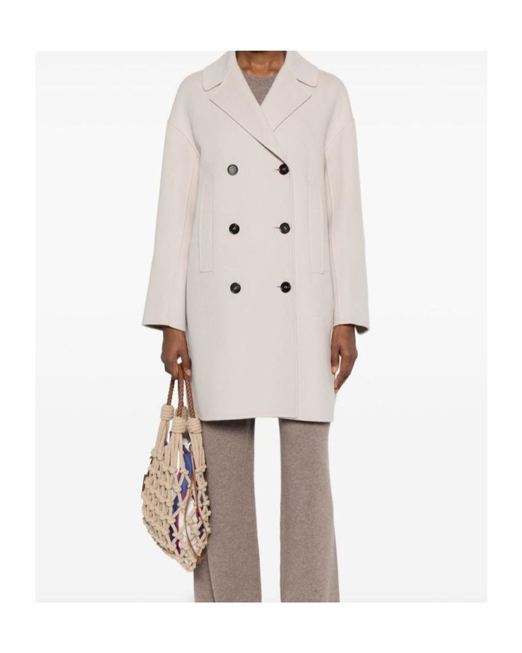 Max Mara White 'S Eden Double Breasted Coat