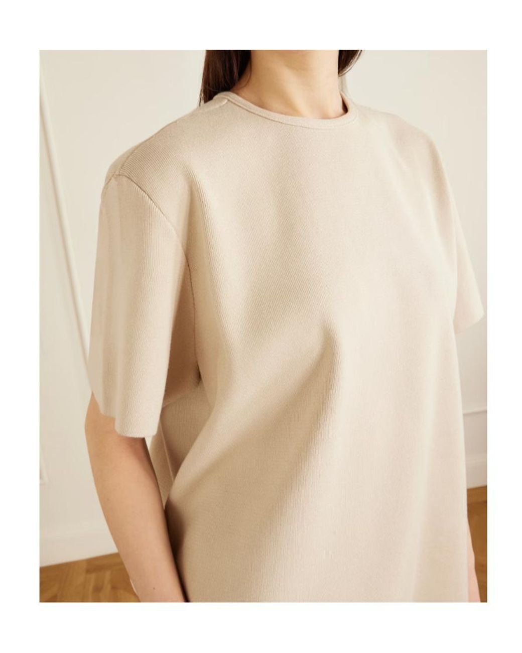 Frankie Shop Natural Leni Ribbed-Knit T-Shirt