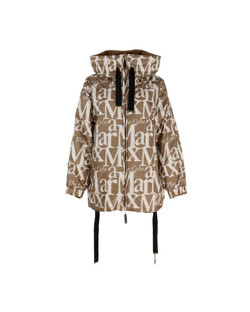 Max Mara Brown Double-Sided Down Jacket With Logo