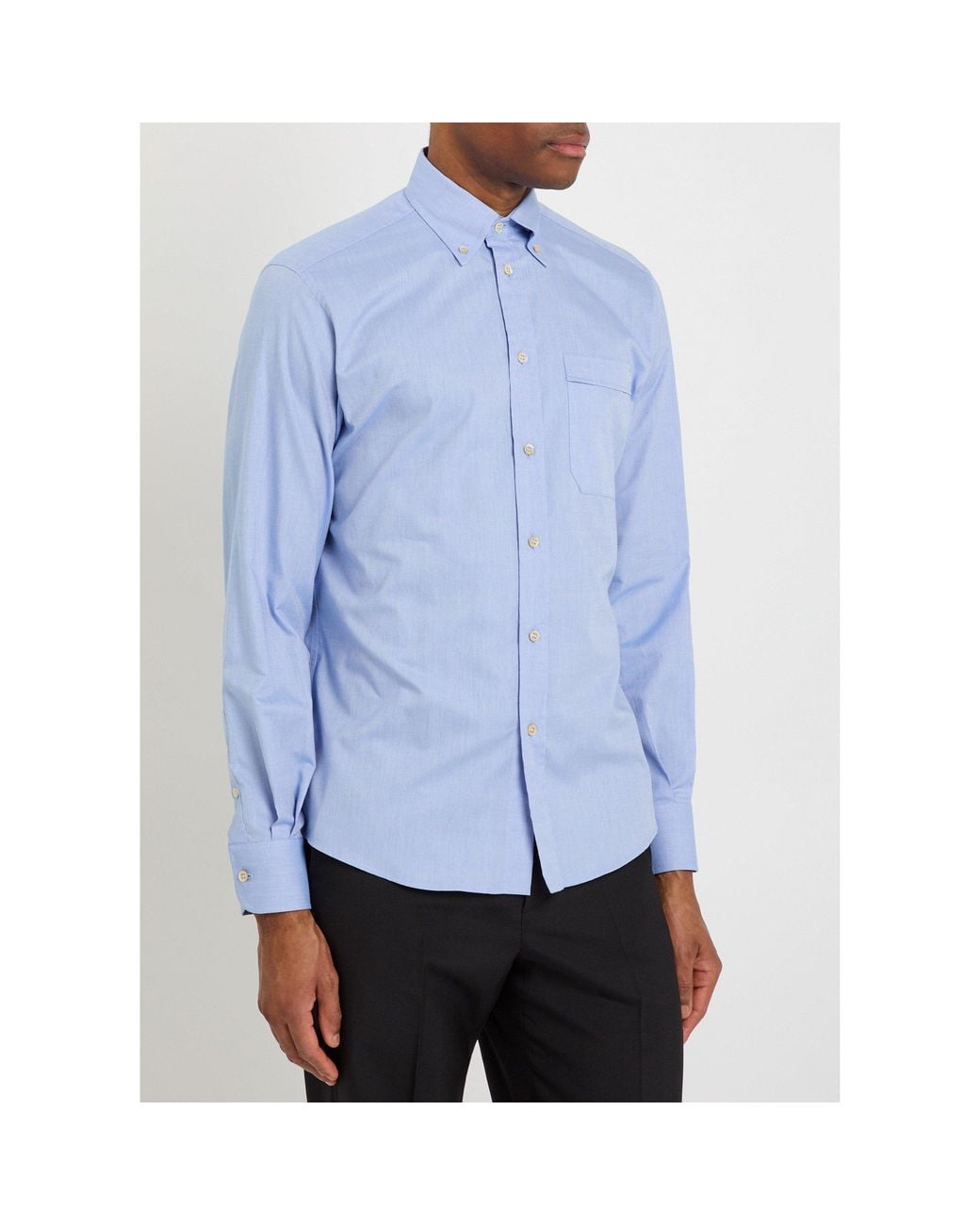 Valentino Blue Cotton Oxford Shirt for men
