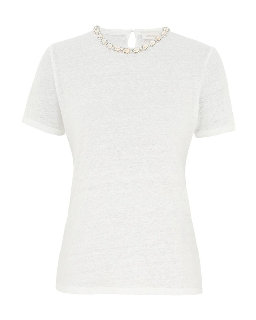 Zimmermann White Illuminate Embellished T-Shirt