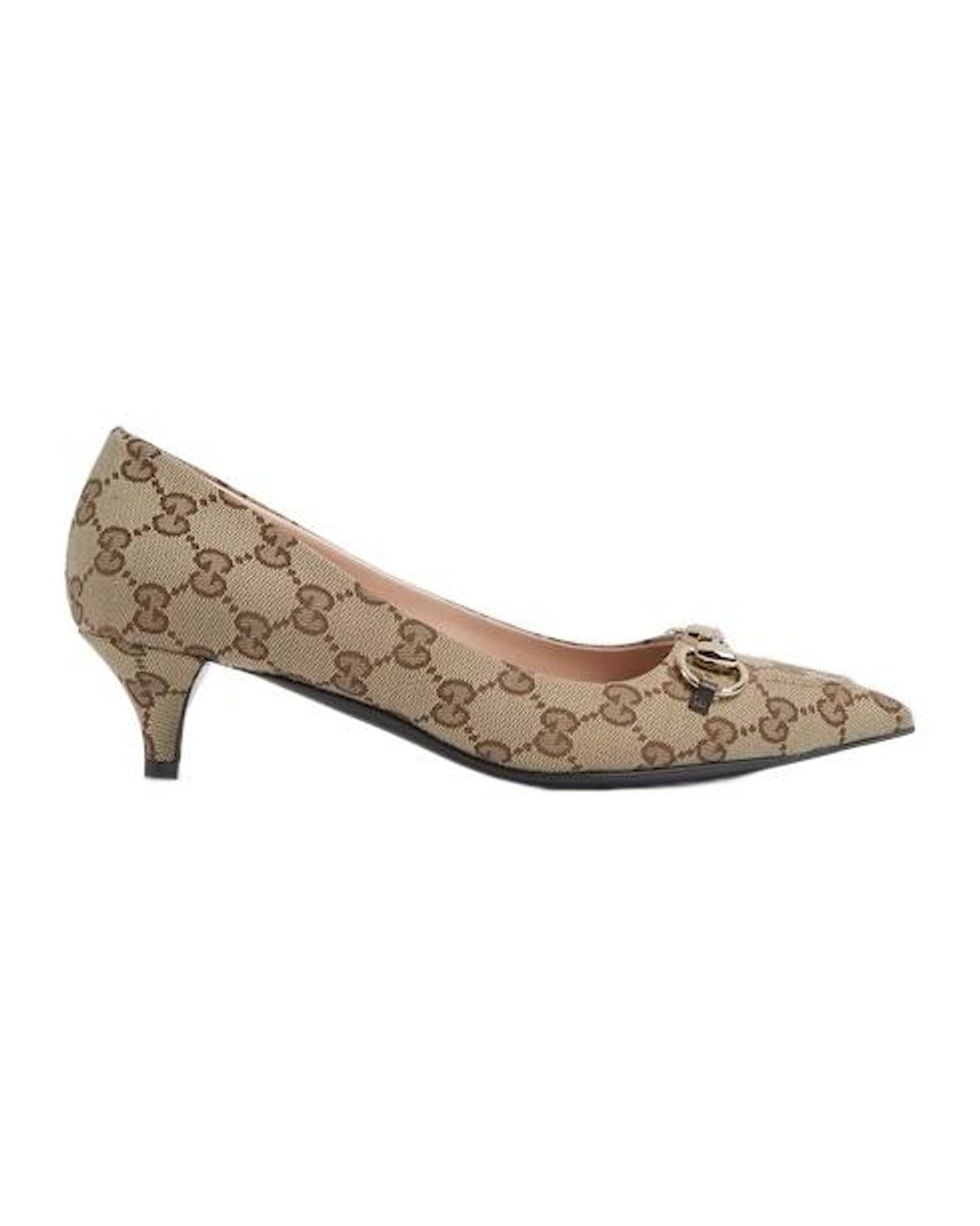 Gucci Gray Horsebit Pointed-Toe Pumps