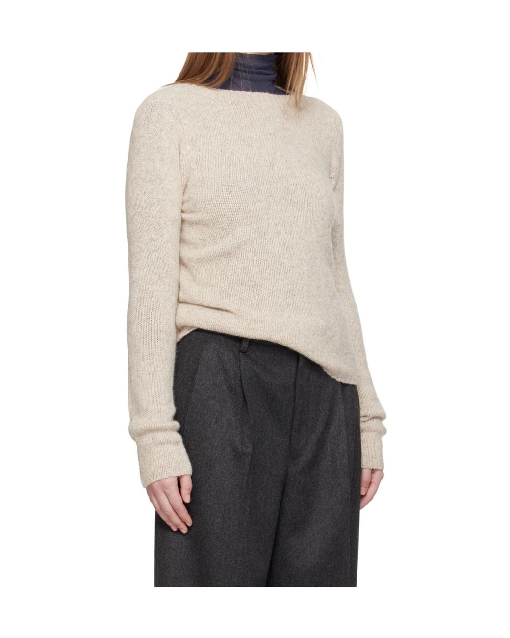 Auralee Gray Cashmere Crew Neck Sweater