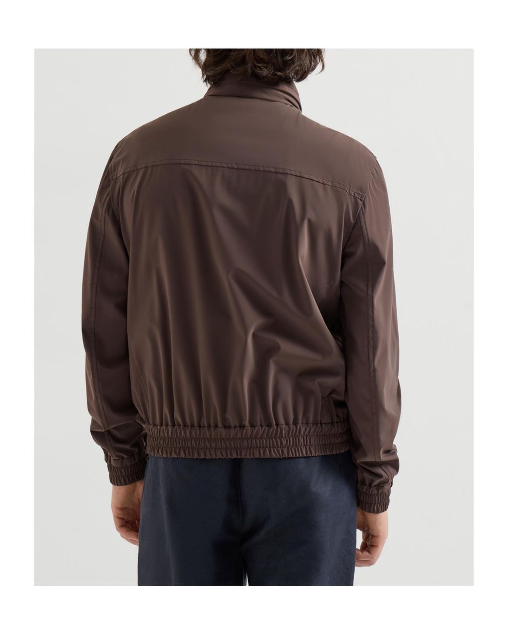 Brunello Cucinelli Purple Elasticated Hem Zipped Bomber Jacket for men