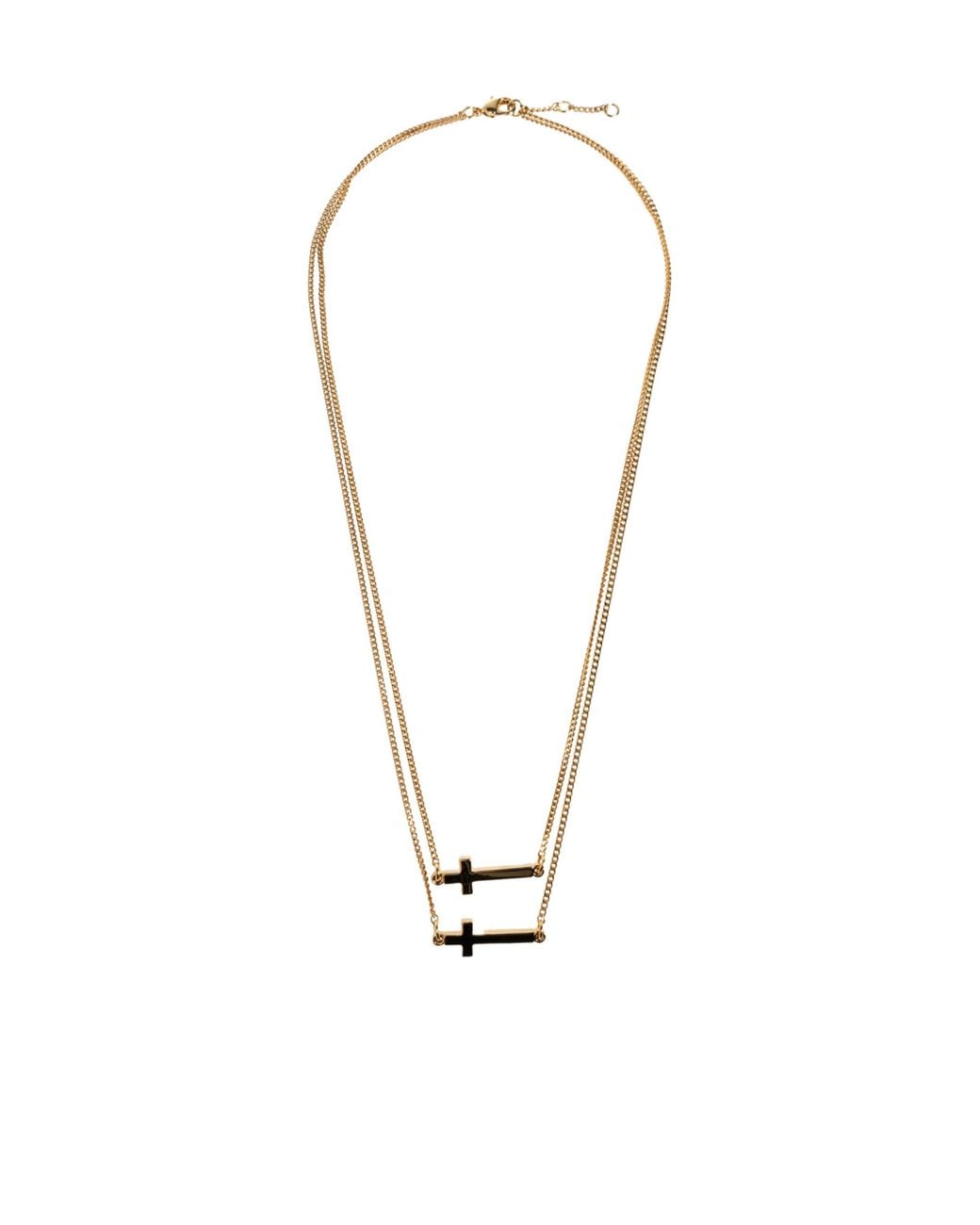 DSquared² White Layered Cross Pendant Necklace for men