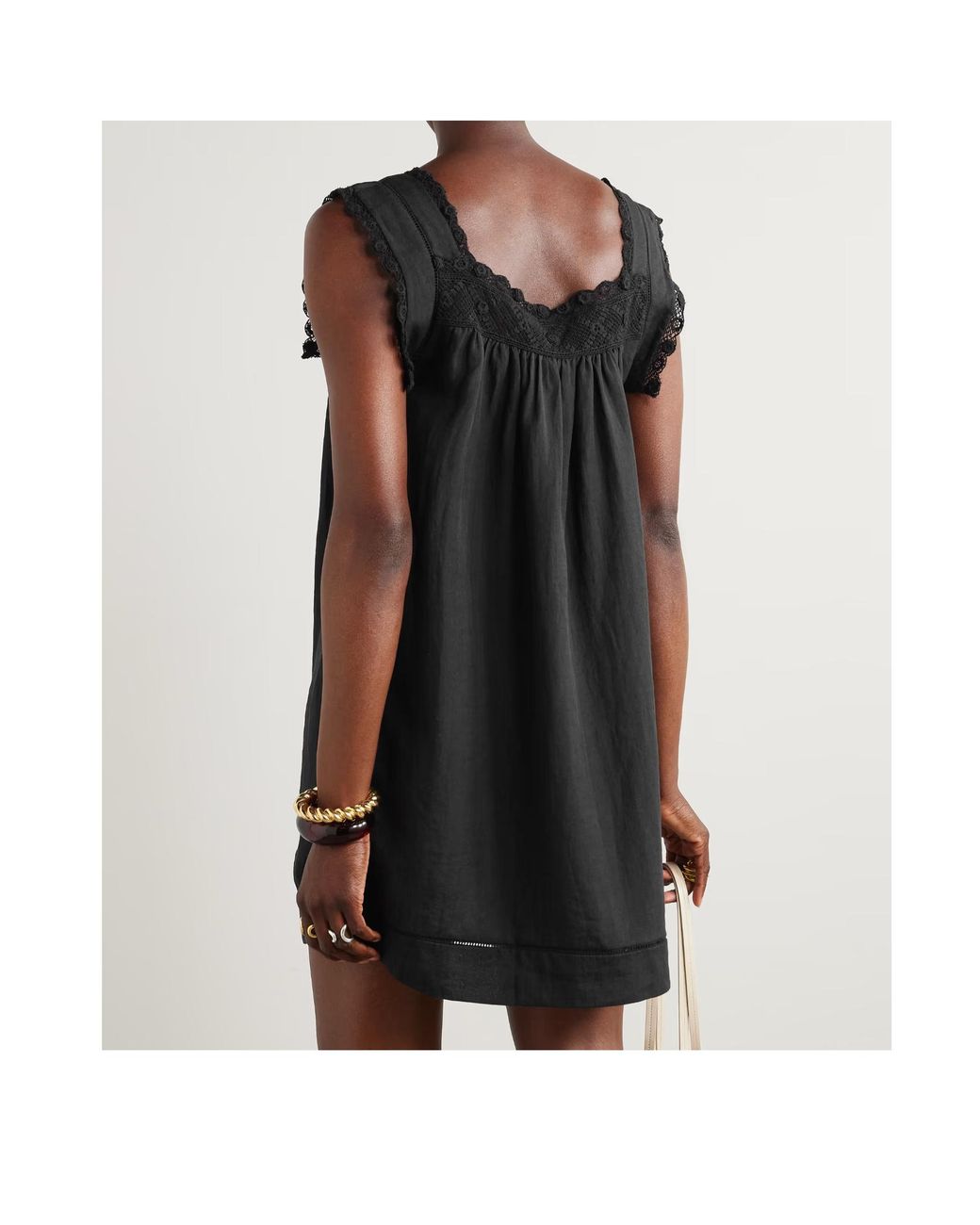 Doen Black Almadia Lace-Trim Dress