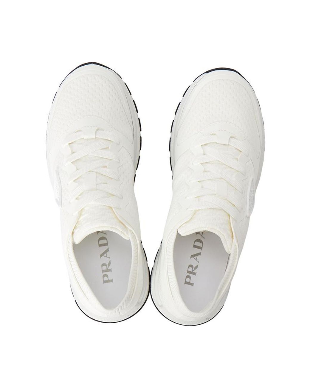 Prada White Prax 2.0 Mesh Low-Top Sneakers