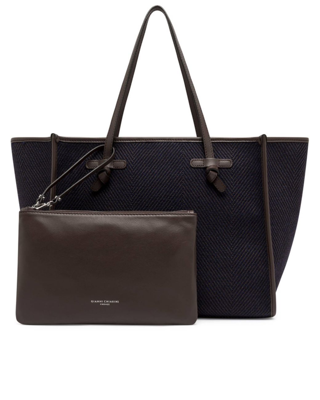 Gianni Chiarini Black Marcella Herringbone-Pattern Tote Bag
