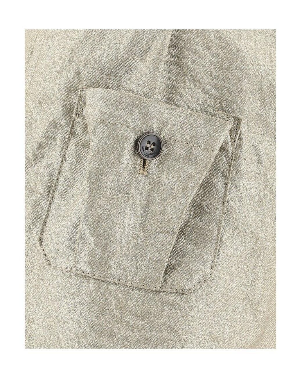 Saint Laurent Natural Belted Cargo Shorts