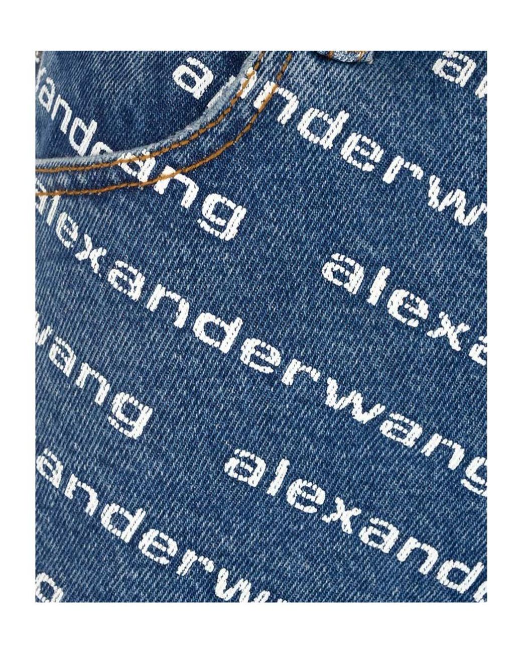 Alexander Wang Blue Logo Monogrammed Denim Shorts