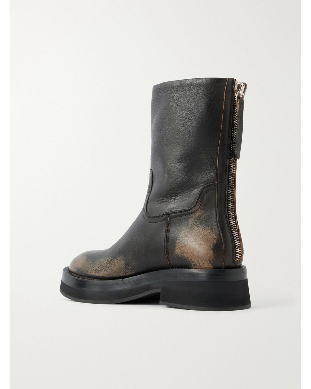 Paris Texas Black Distressed Leather Ankle Boots