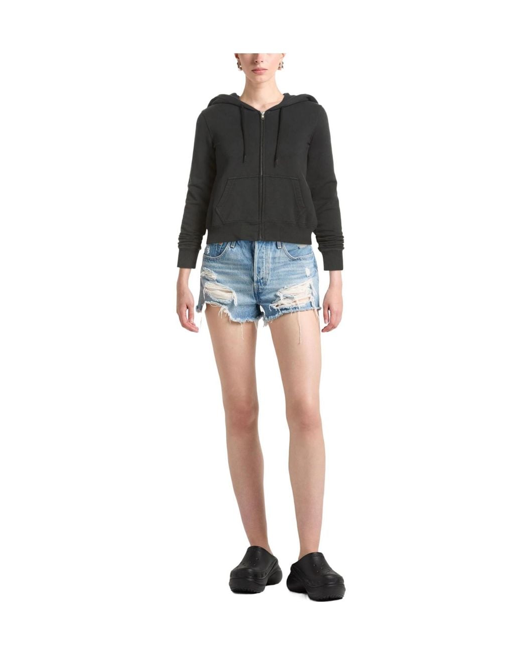 MM6 by Maison Margiela Black Solidcolor Hooded Track Jackets