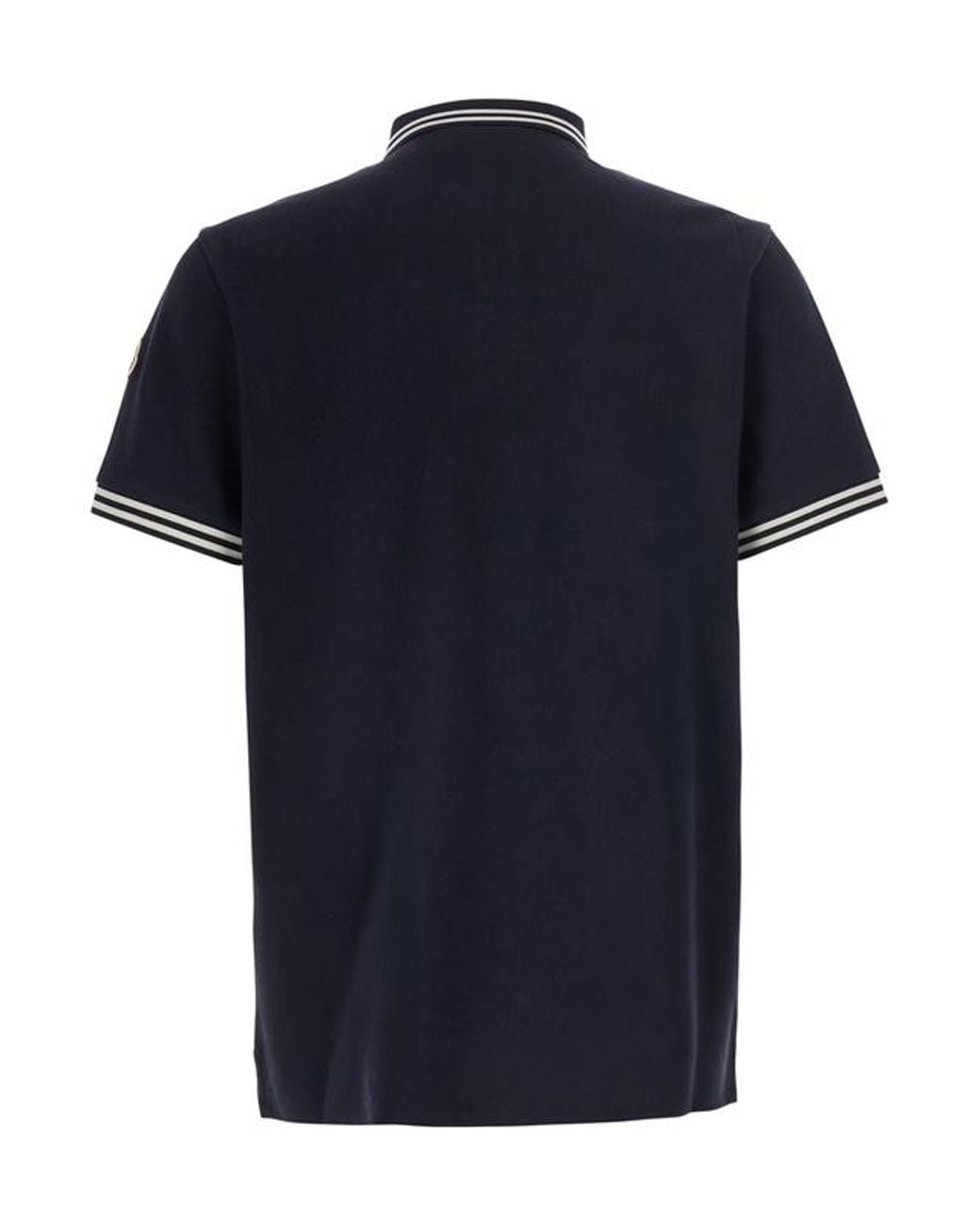 Moncler Black Striped Trim Piquet Polo Shirt for men