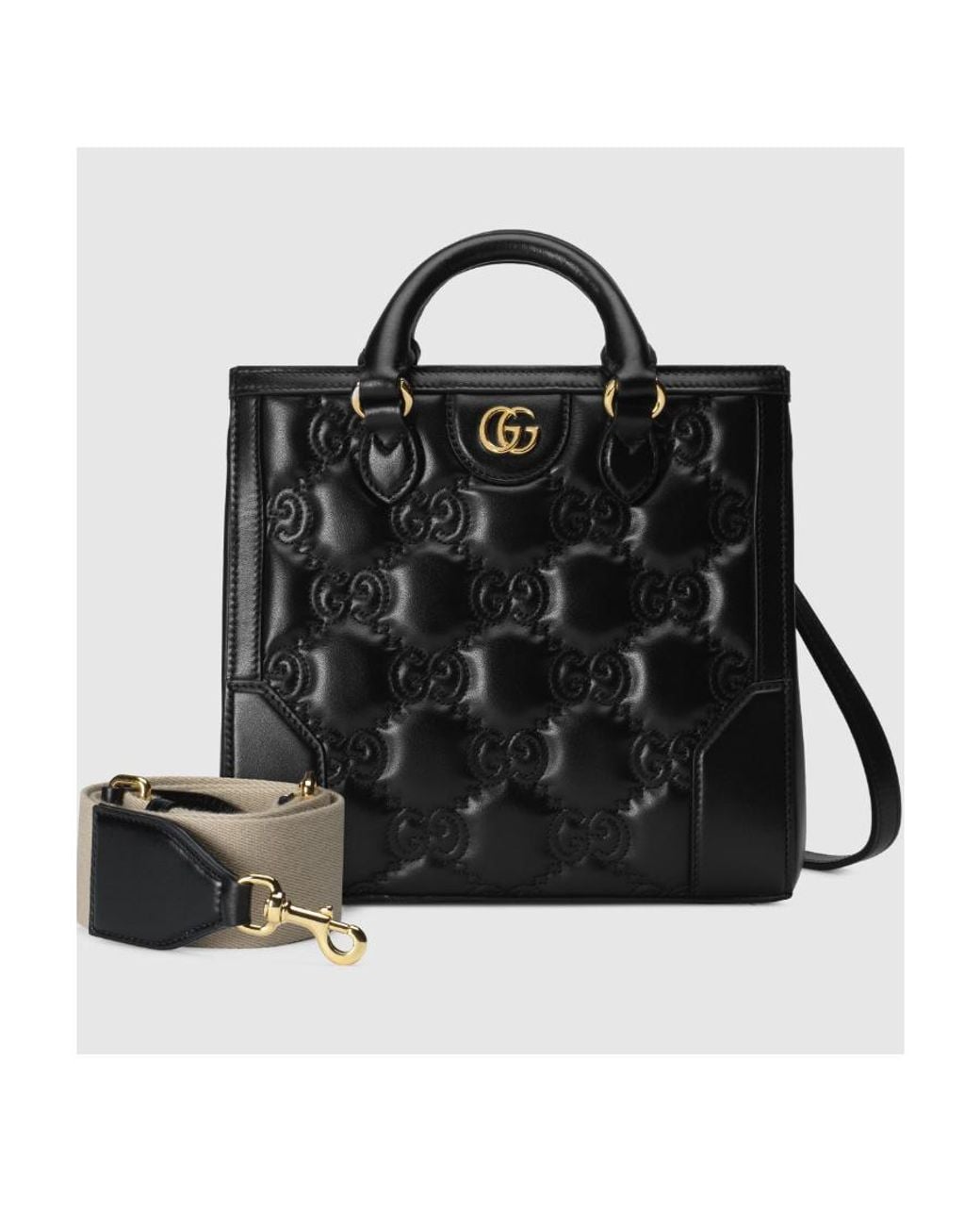 Gucci Black Matelassé Mini Top Handle Bag