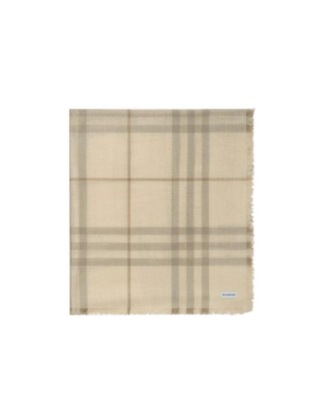 Burberry Natural Wide Reversible Check Wool Silk Scarf