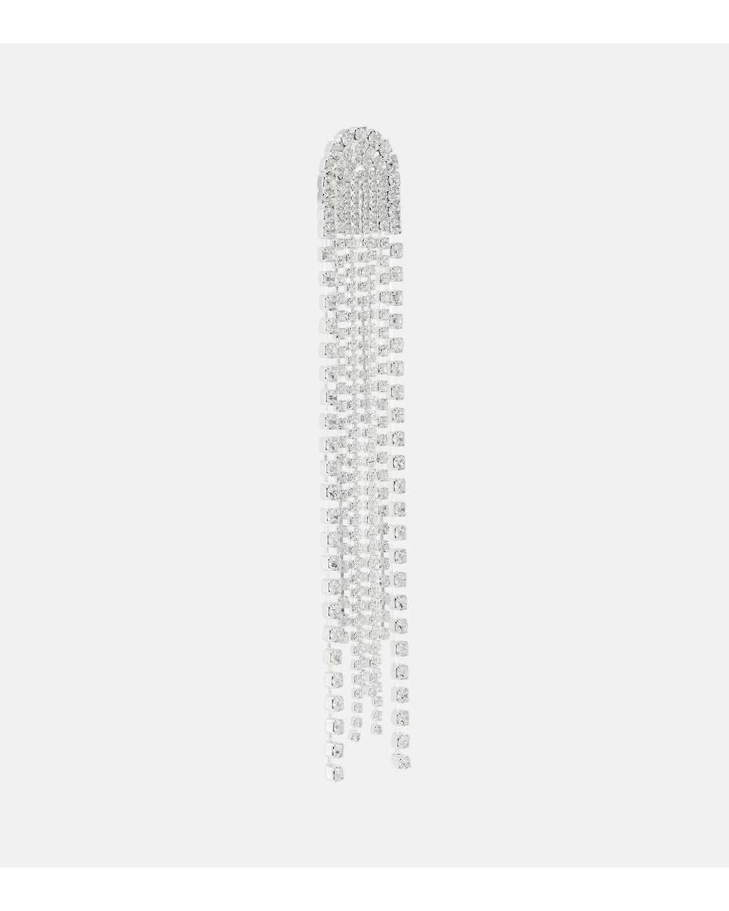 Magda Butrym White Crystal-Embellished Drop Earrings