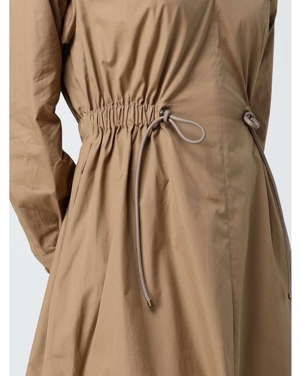 Max Mara Natural Pedaggi Drawstring A-Line Midi Dress