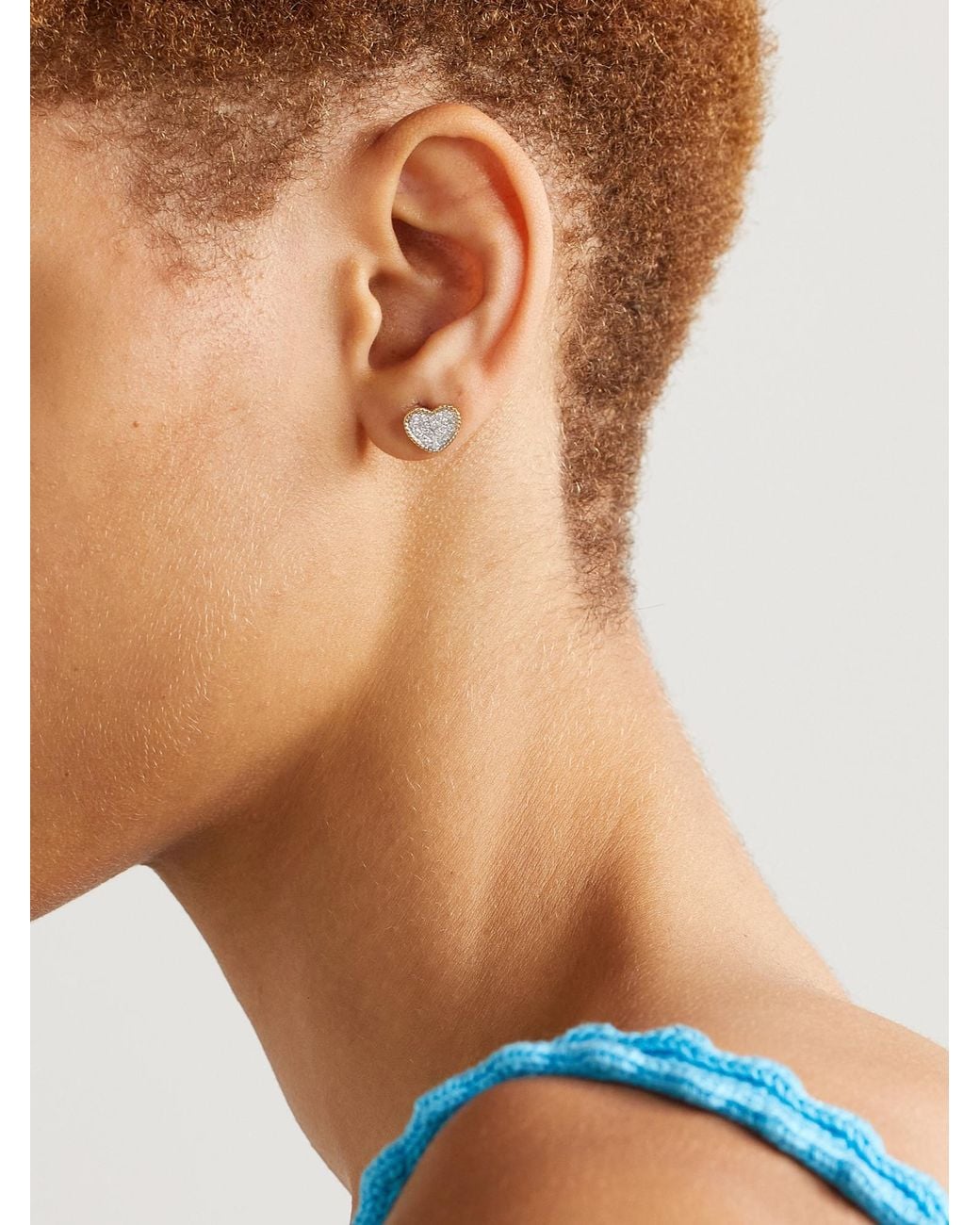 Yvonne Léon Metallic 9K Diamond Stud Earrings