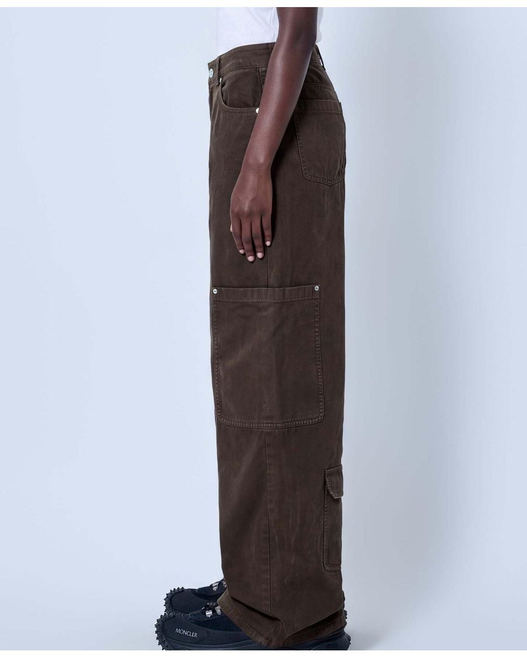 Moncler Brown Logo Patch Cargo Jeans