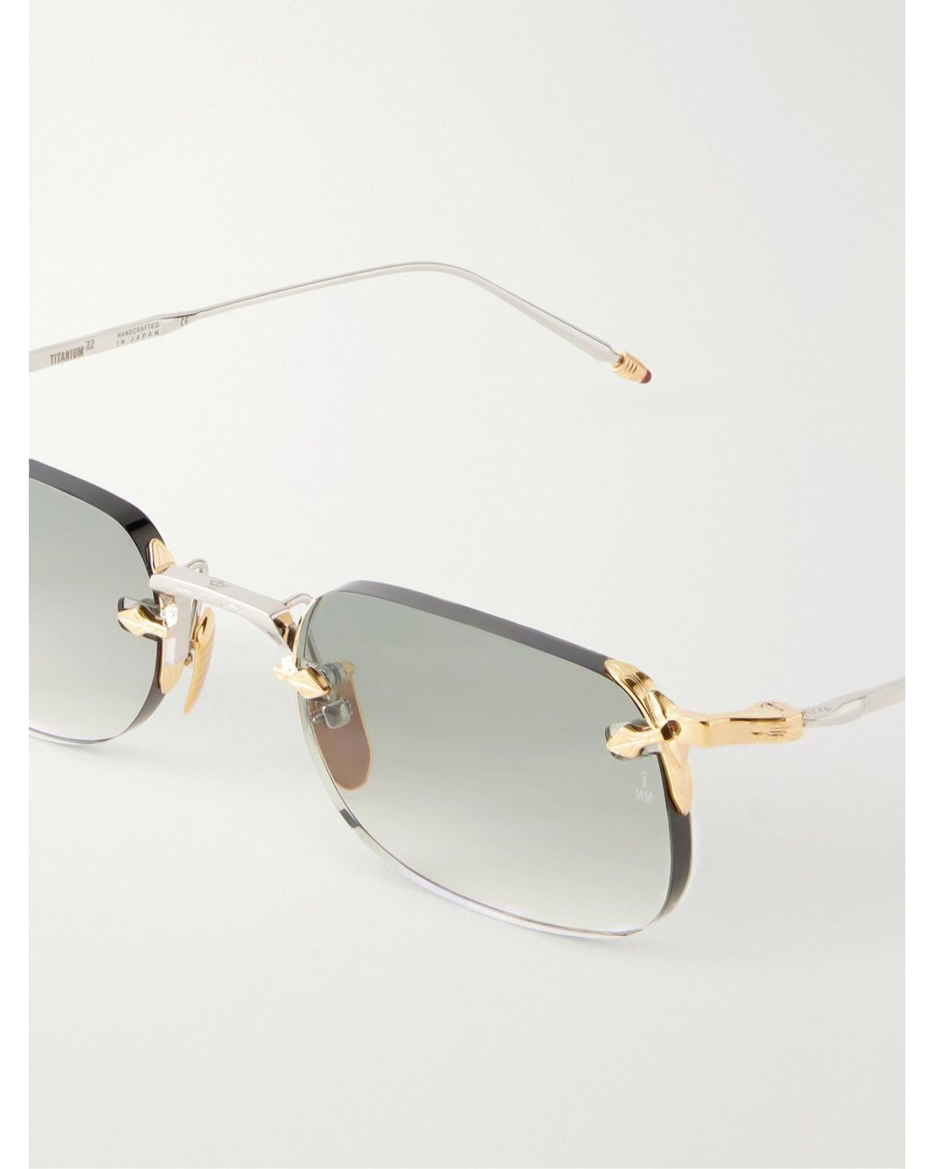 Jacques Marie Mage White Rimless Square-Frame Titanium Sunglasses
