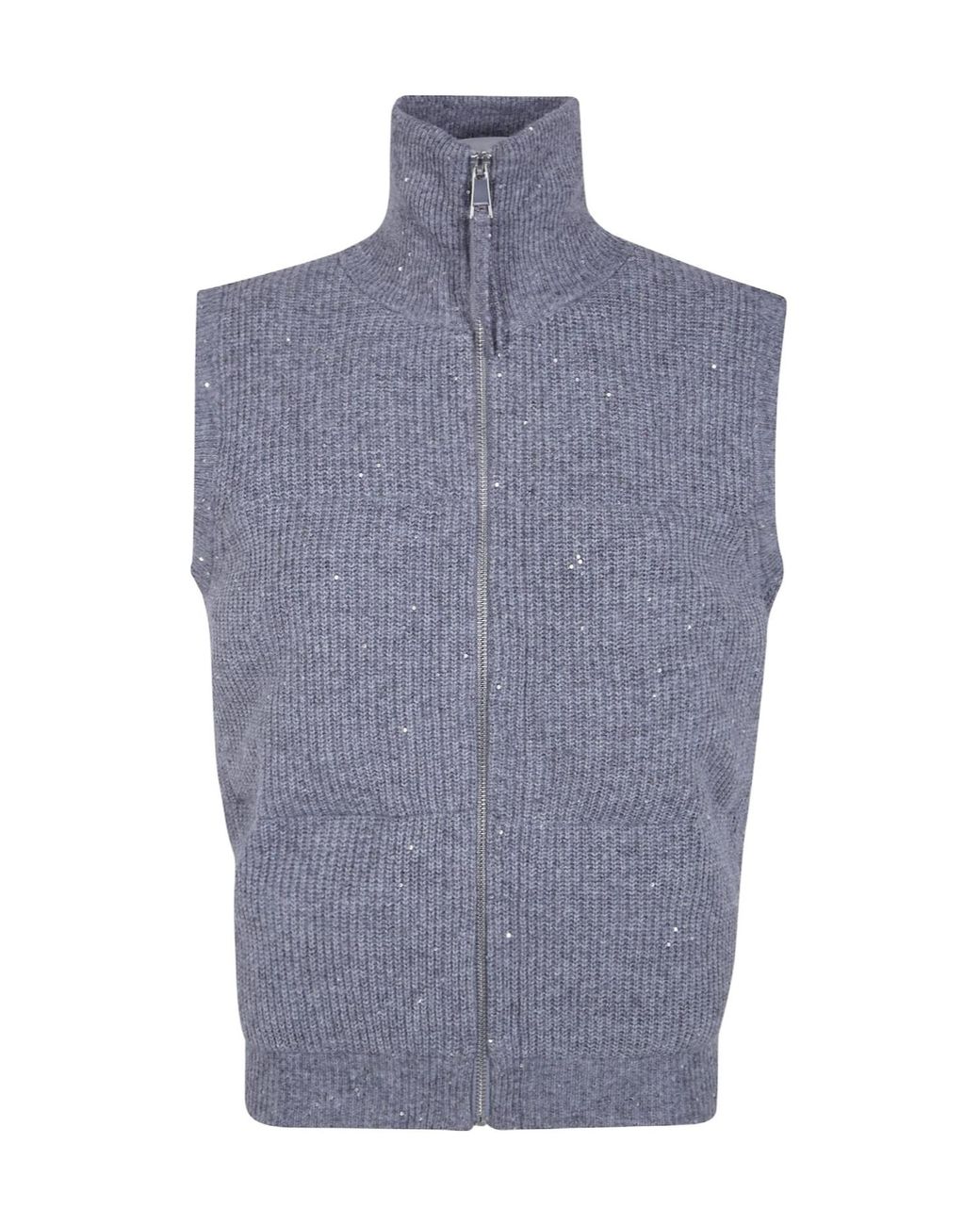 Seventy Blue Zip Sequin Knitted Gilet
