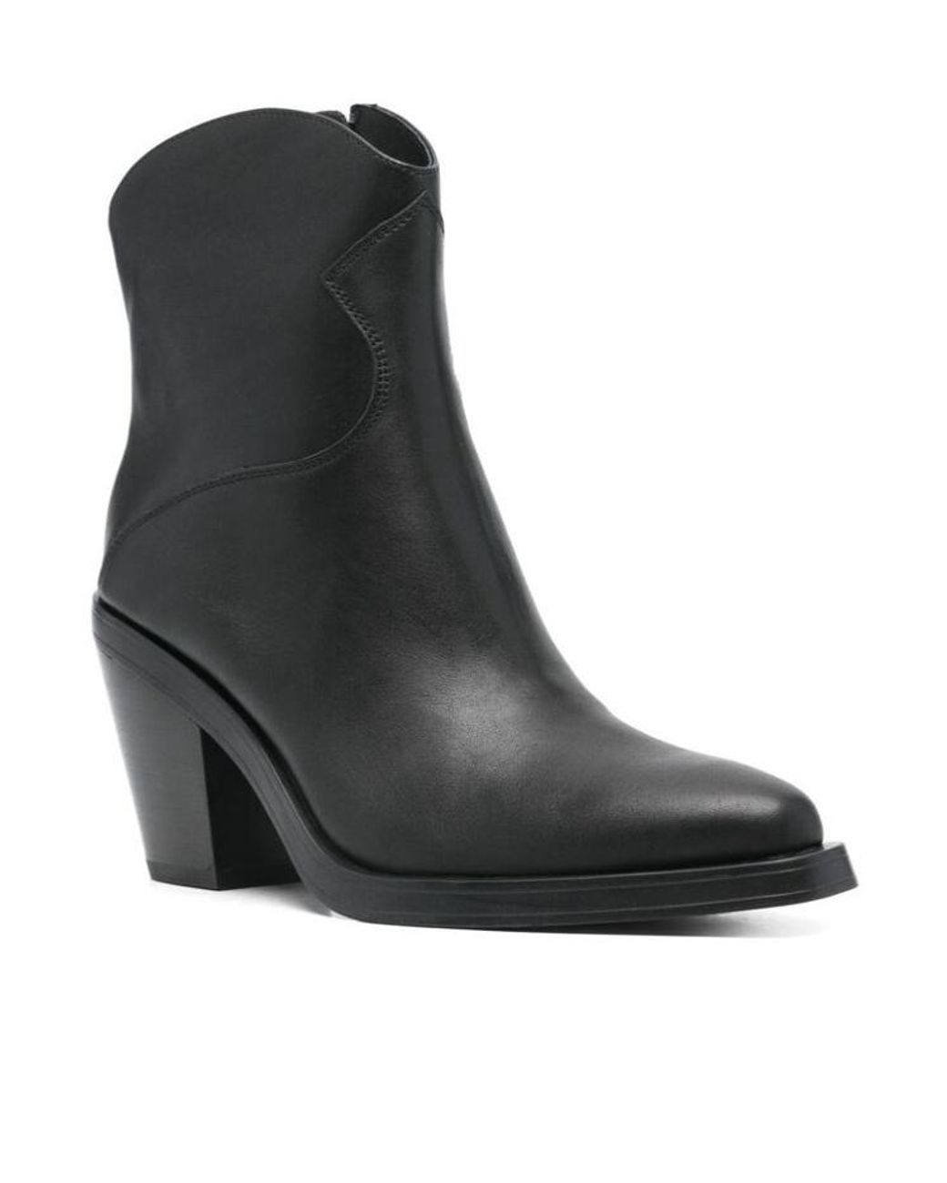 Ash Black Thick Heeled Short Boots