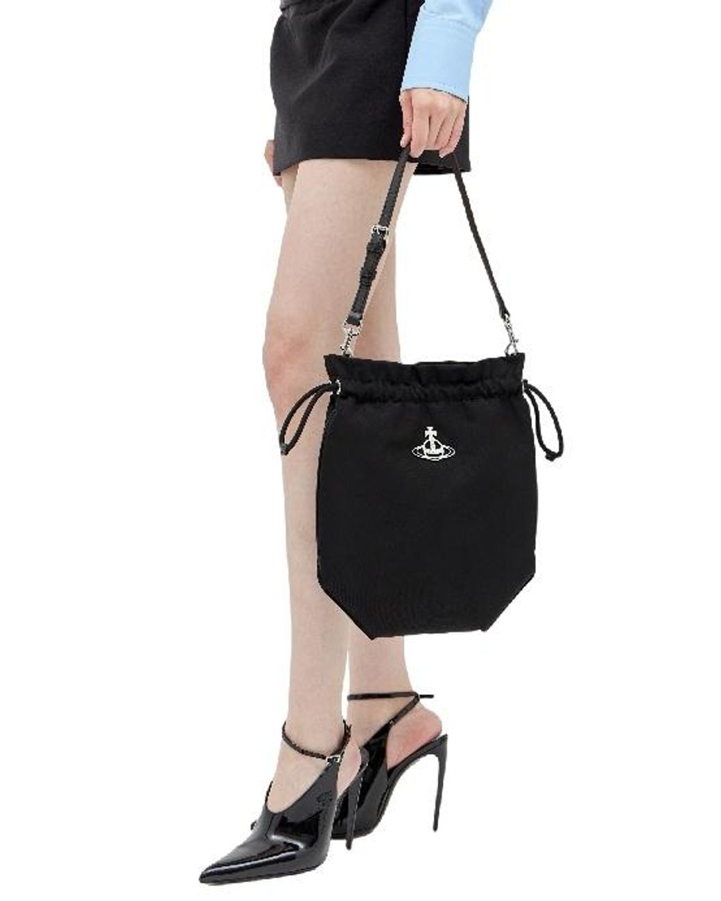 Vivienne Westwood Black Logo Plaque Strapped Tote Bag