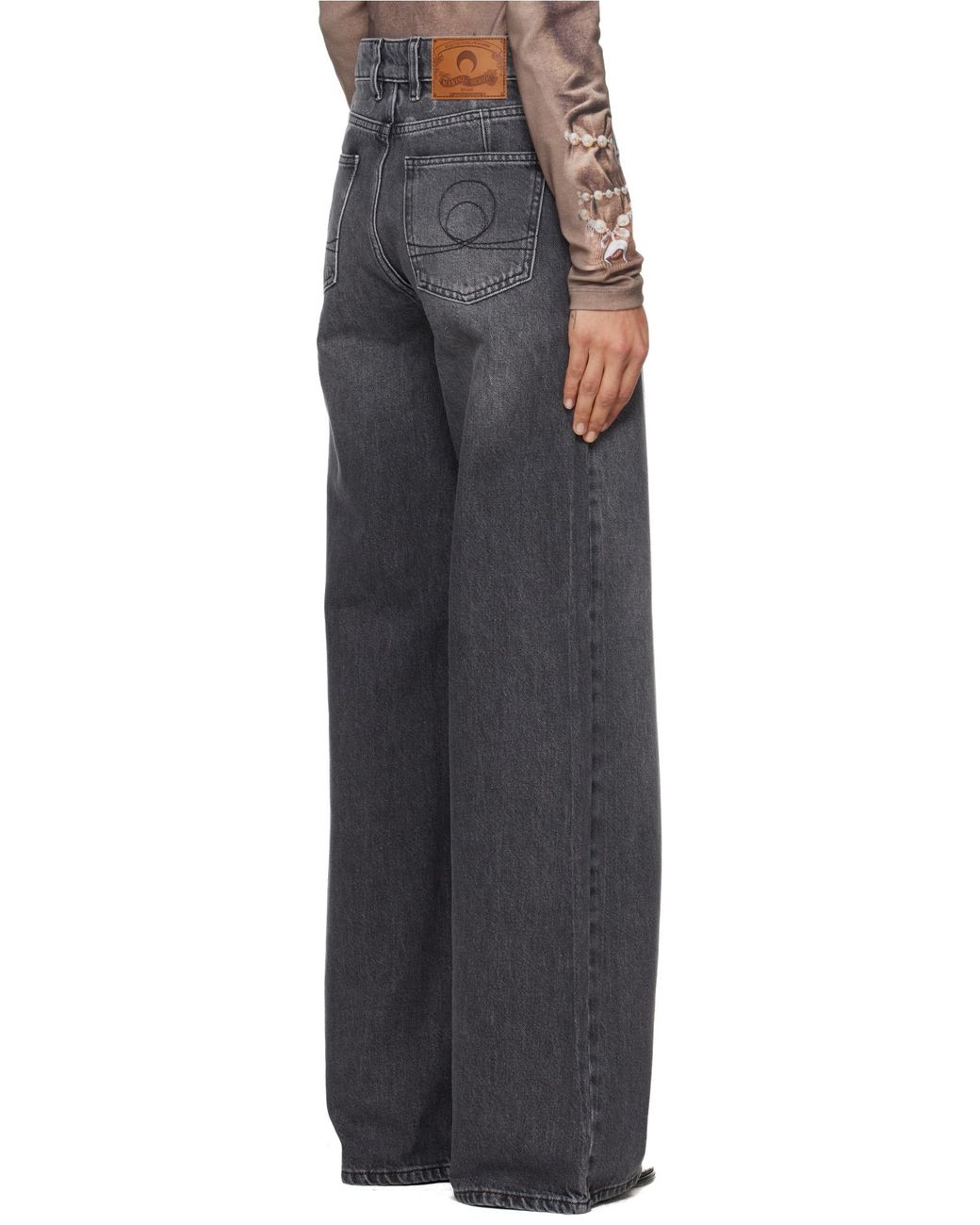 MARINE SERRE Gray Moon Laser Wash Denim High-Waist Flare Jeans