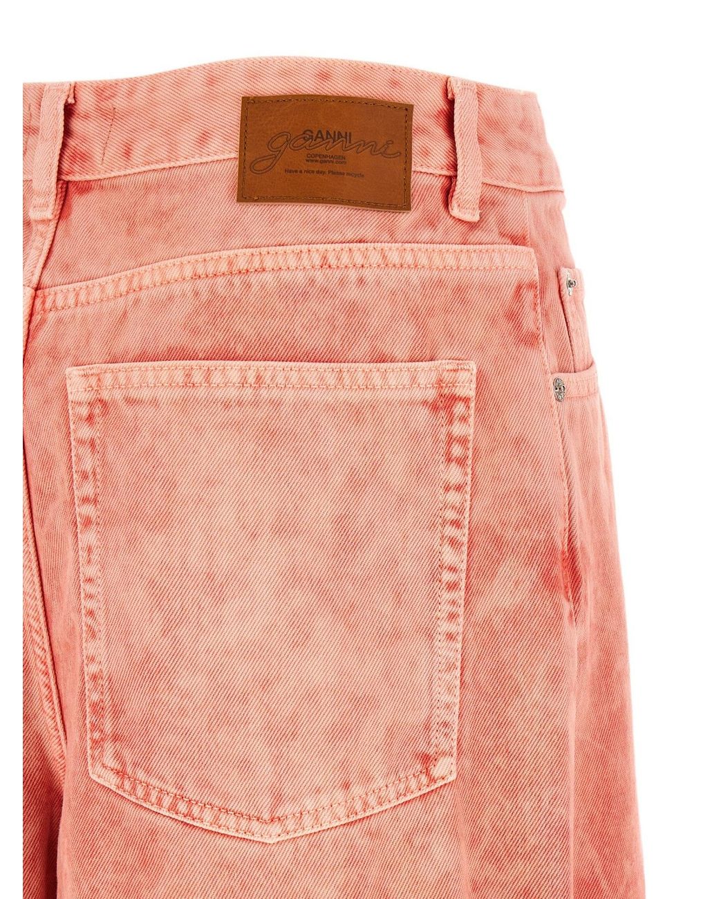 Ganni Pink Logo-Patch Cropped Jeans