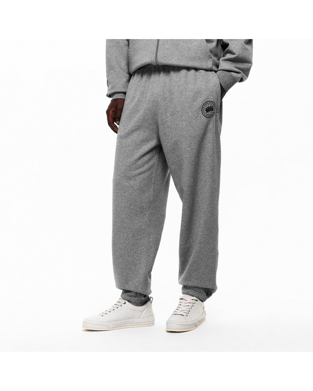 Canada Goose Gray Logo Closed Hem Fleece Joggers for men