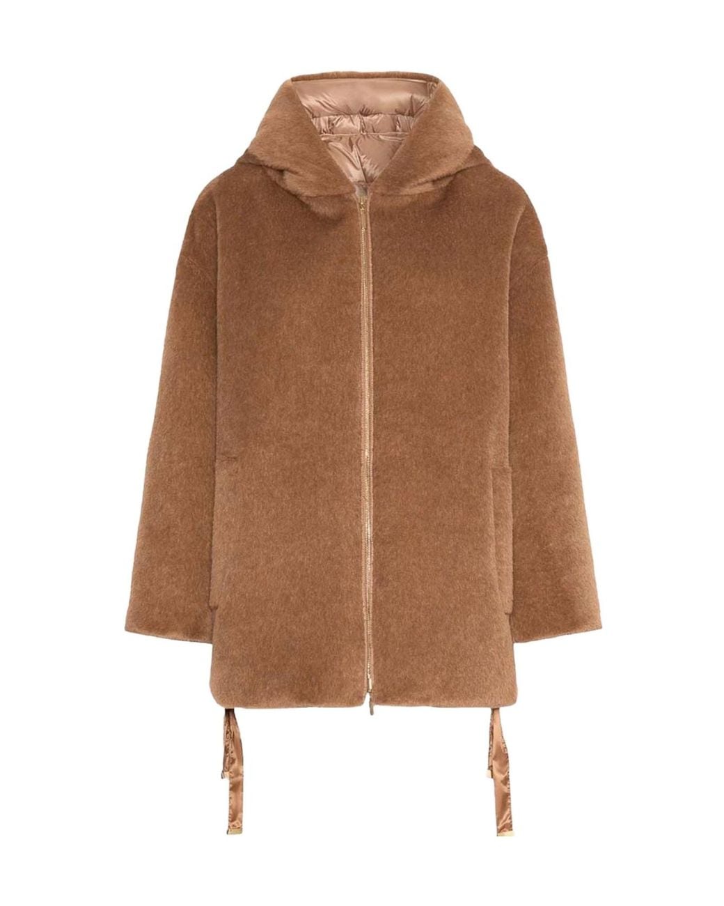 Max Mara Brown Long-Sleeve Hooded Jacket