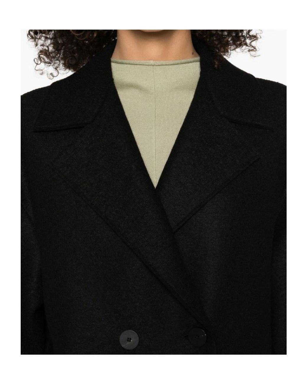 Harris Wharf London Black Dropped Shoulder Coat