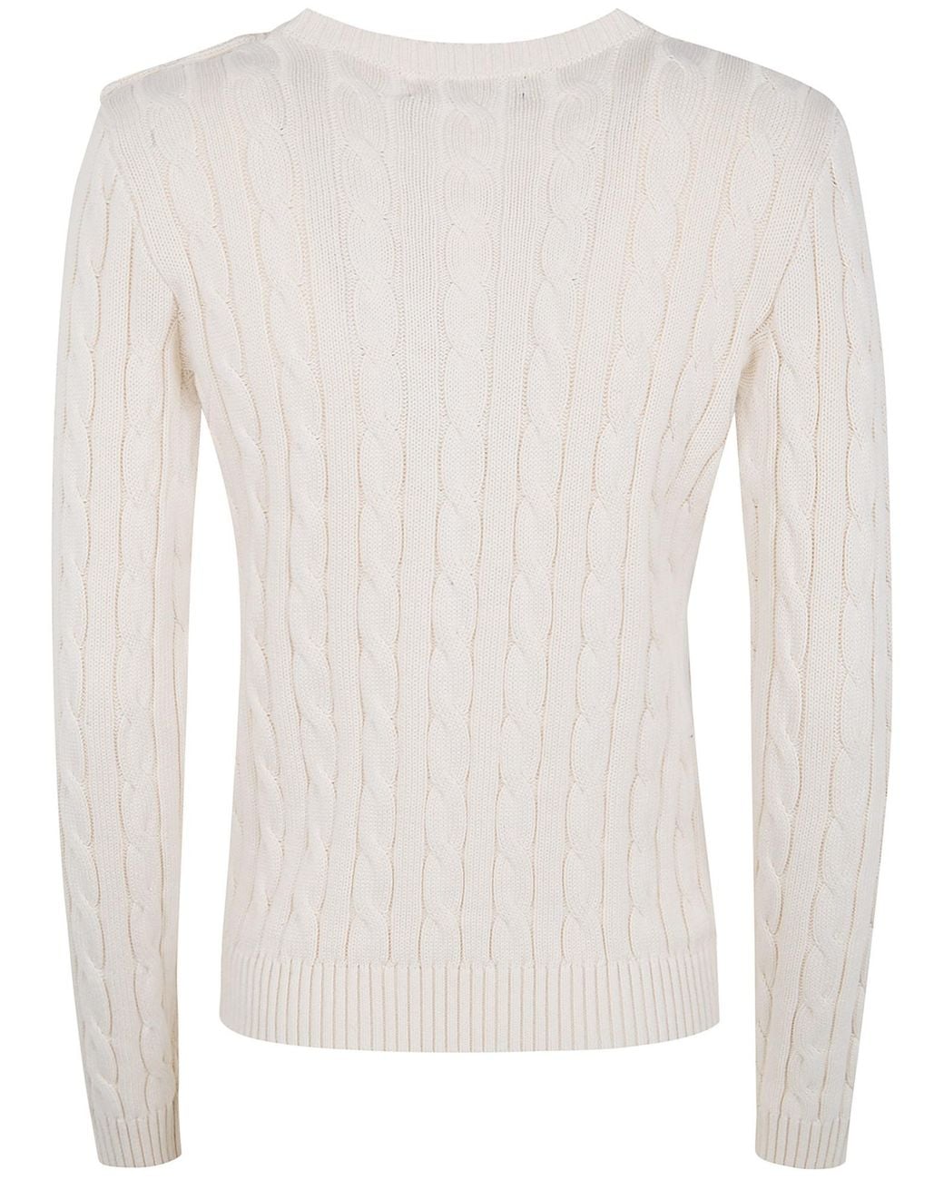 Ralph Lauren White Lauren Logo Embroidered Knitted Jumper
