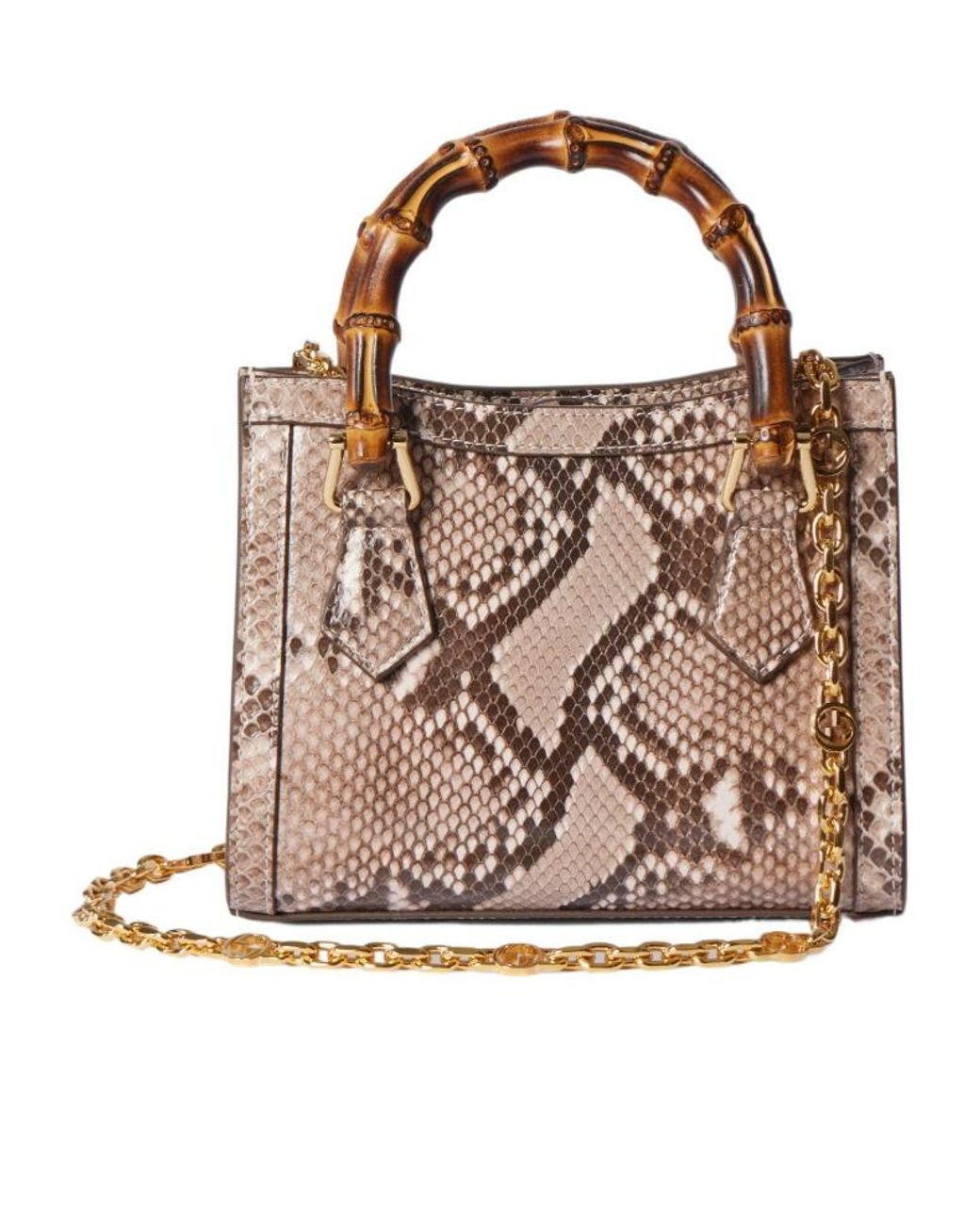 Gucci Pink Diana Python Small Tote Bag