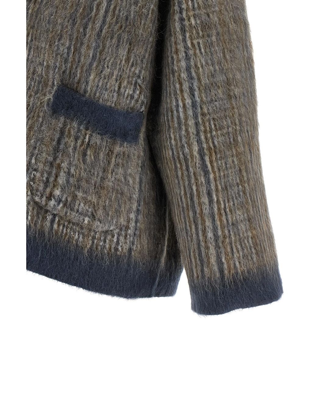 Brunello Cucinelli Gray Prince Of Wales Scarf Double Knit Outerwear Jacket
