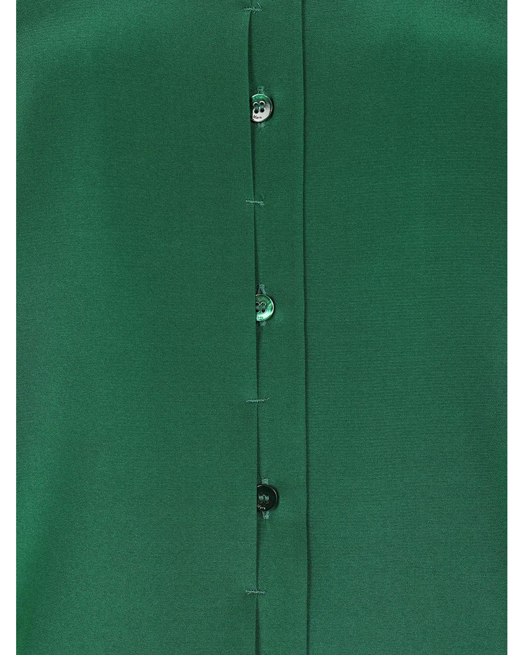 Max Mara Green Avion Button-Up Long-Sleeved Shirt