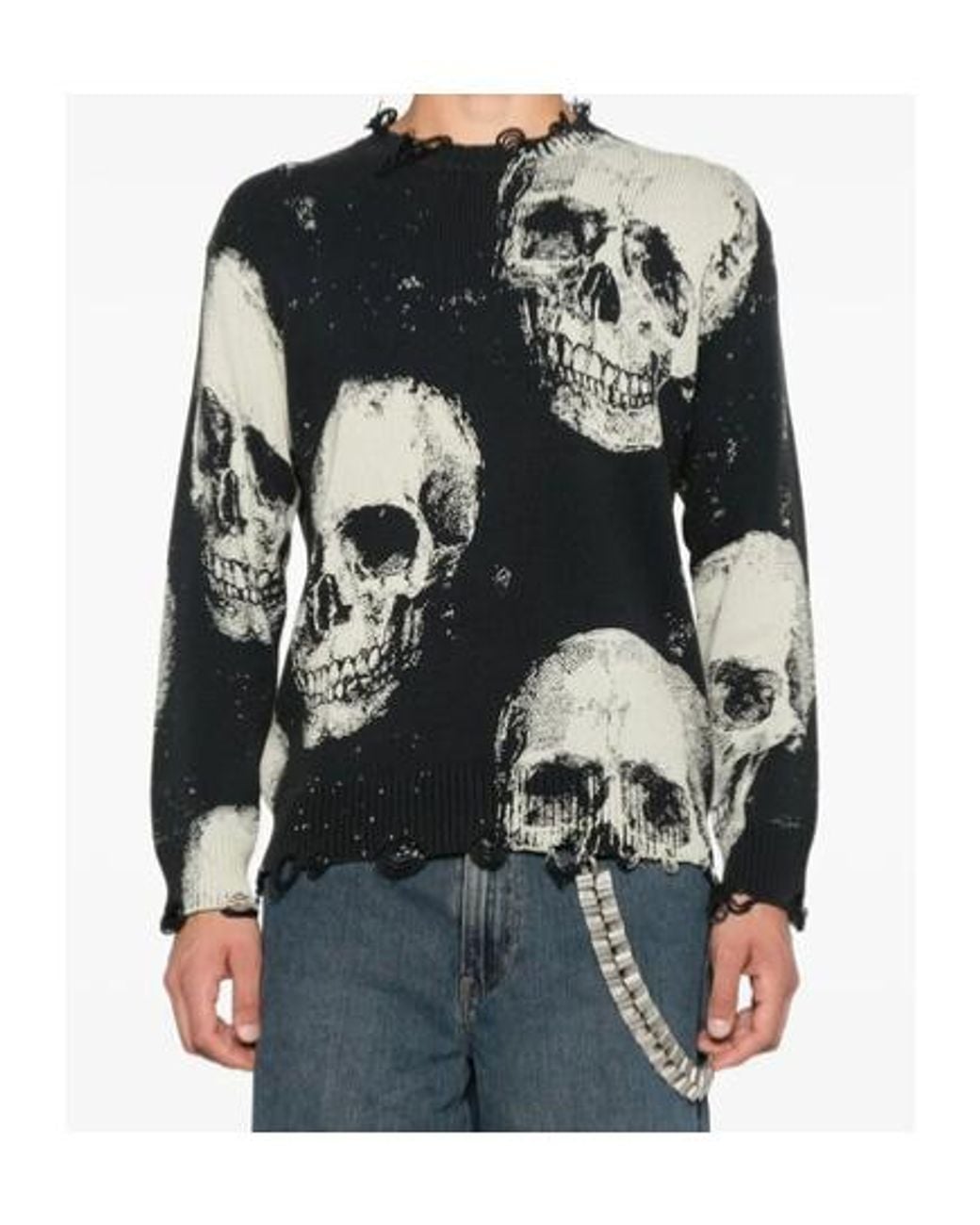 R13 Black Long-Sleeved Pullover for men