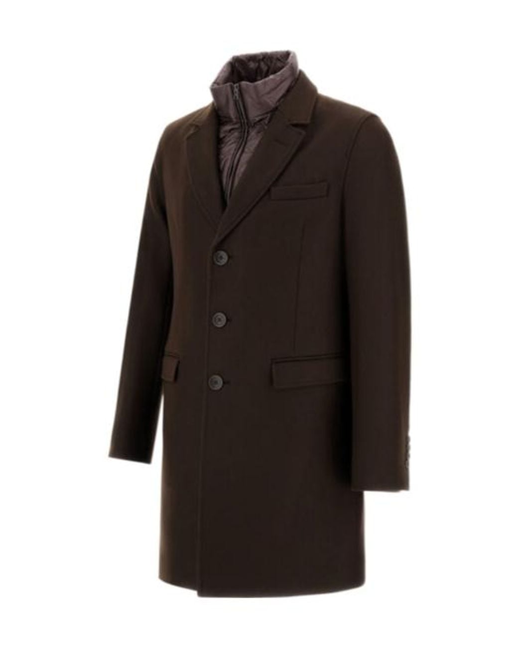 Herno Black Ecowool And Nylon Ultralight Coat for men
