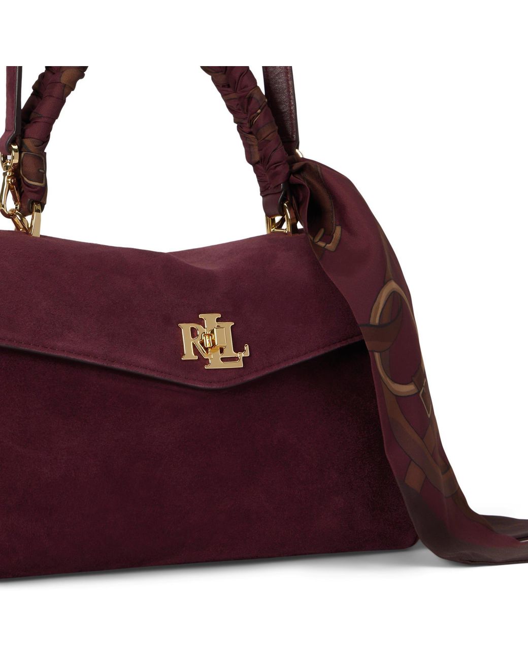 Ralph Lauren Purple Farrah Small Leather Satchel
