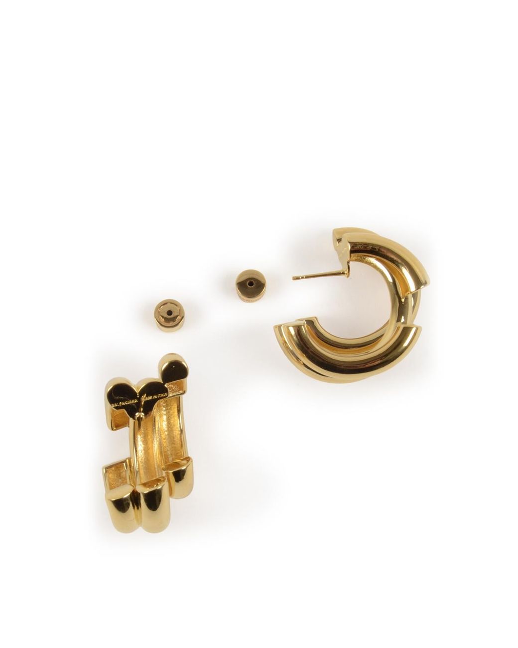 Balenciaga Metallic Logo Engraved Earrings