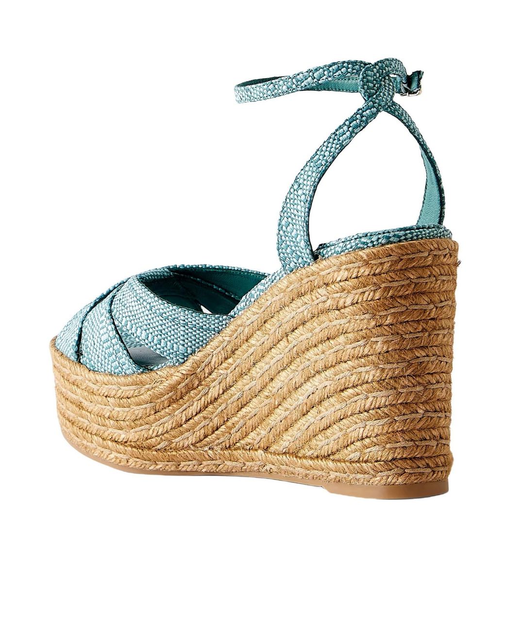 Jimmy Choo Blue Raffia Platform Wedge Sandals