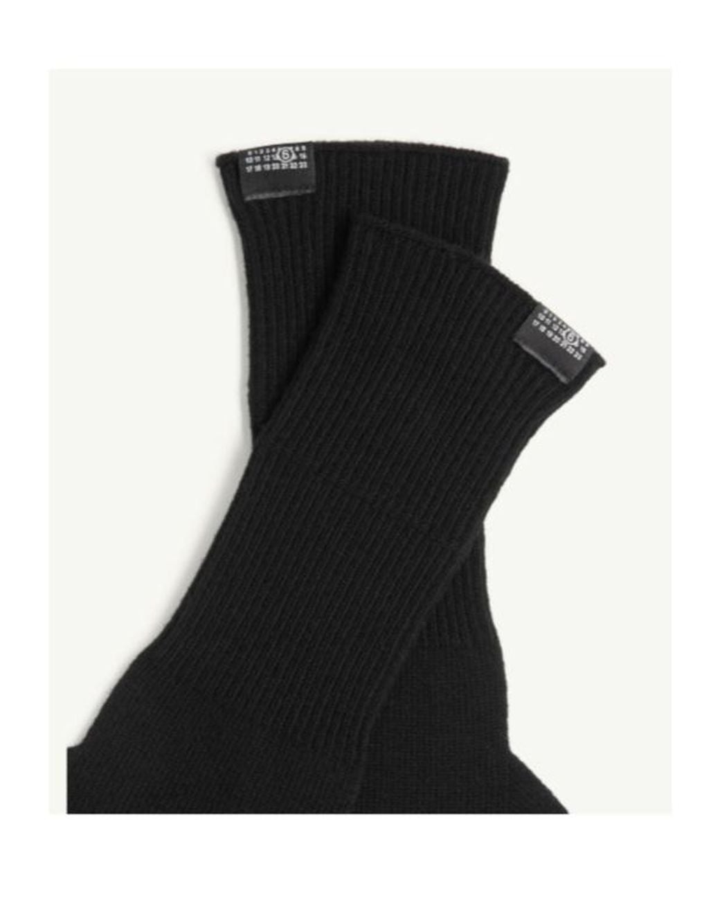 MM6 by Maison Margiela Black Logo Detailed Ribbed Gloves