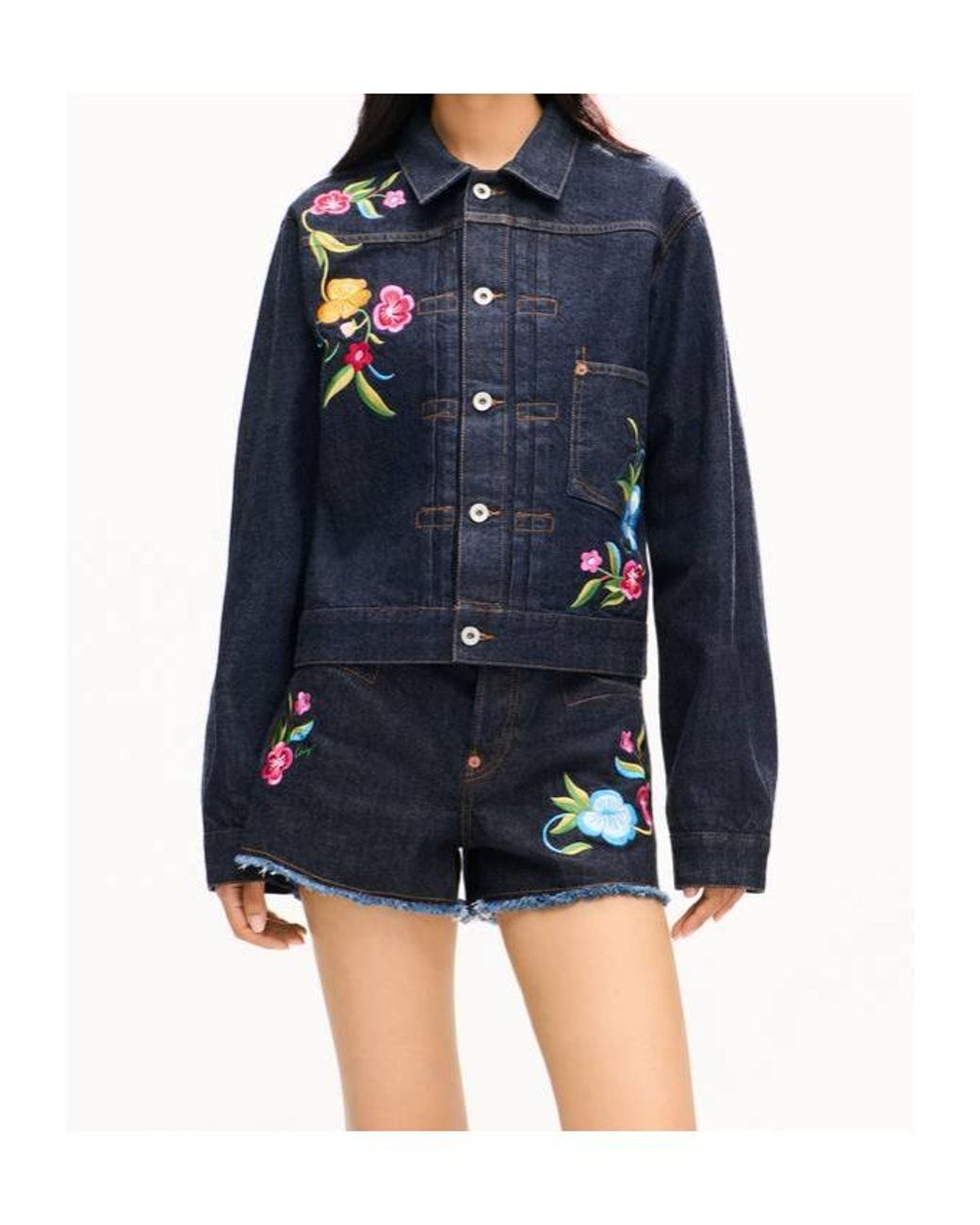 KENZO Blue Floral Embroidered Denim Jacket
